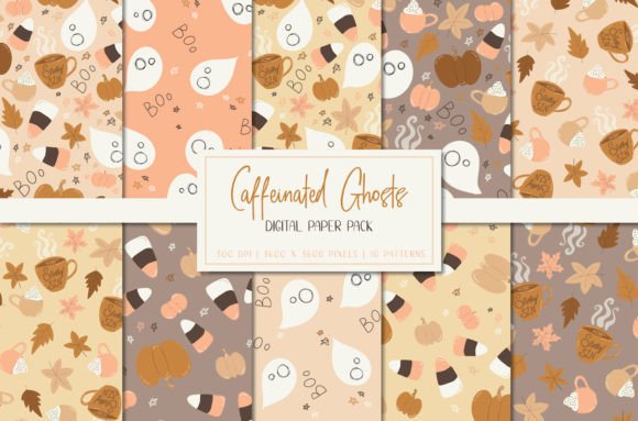 Caffeinated Ghosts Digital Paper Pack for Creators