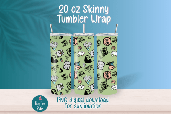 Cat Sublimation Tumbler Wrap PNG for 20oz Cups