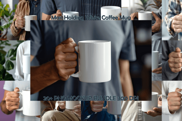 Elevating Your Brand Identity with the Man Holding White Coffee Mug Mockup Bundle