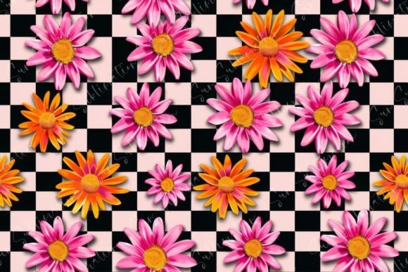 Flower on Checkered Background: Creative Design Inspiration