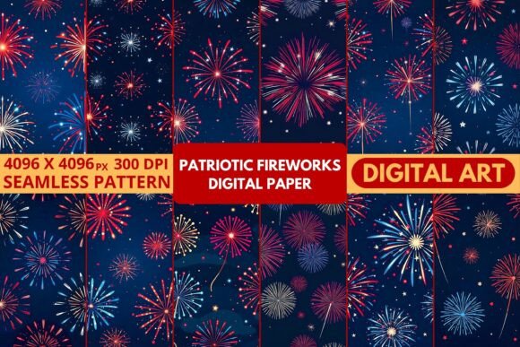 Patriotic Fireworks Digital Paper Evaluation