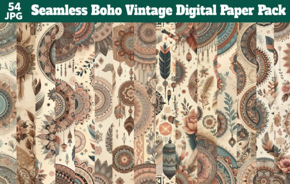 Seamless Boho Vintage Digital Paper Pack: Transform Your Creative Projects with Authentic Texture