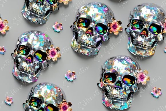 Silver Glitter Skull and Flower: The Intersection of Edgy Aesthetics and Digital Versatility