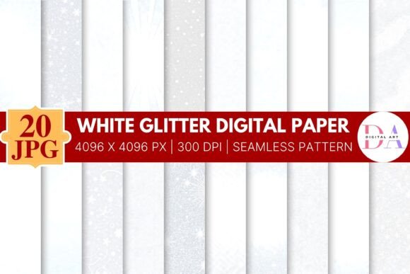 White Glitter Digital Paper: Sparkle for Any Project