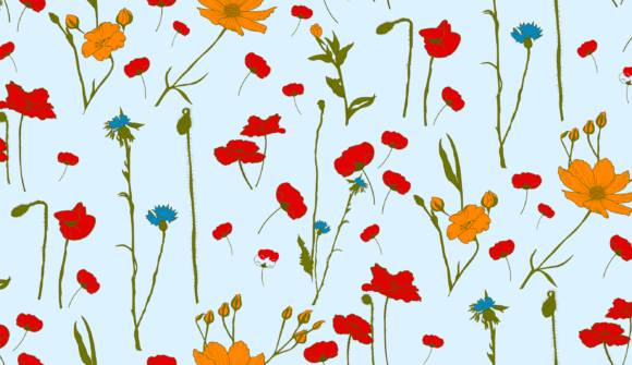Wild Flowers Seamless Pattern